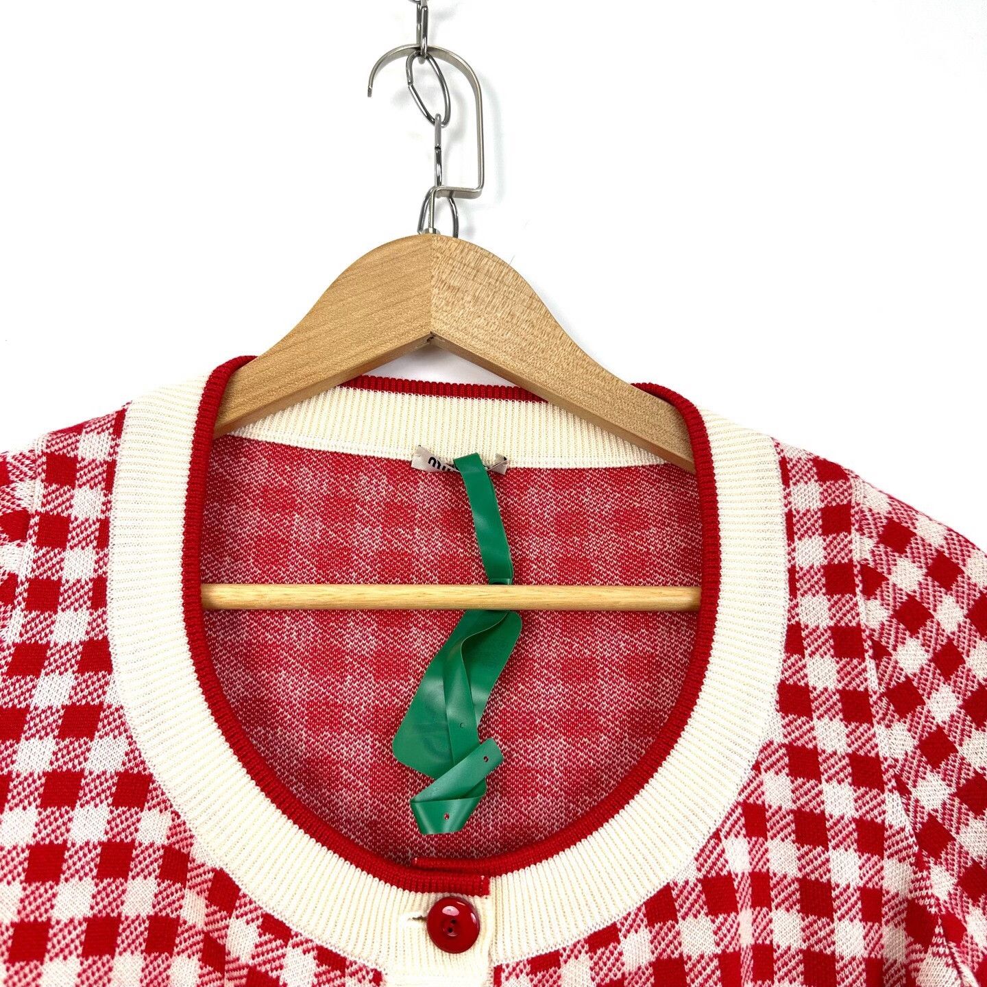 Miu Miu Miu Miu Red Houndstooth Wool Cardigan Size XS / US 0-2 / IT 36-38 - 3 Thumbnail