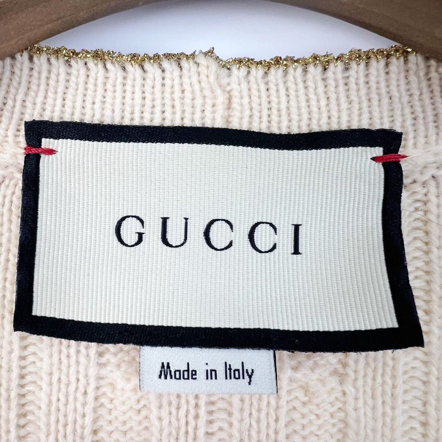 Gucci Gucci Beige Striped Wool Knit Cardigan Size L / US 10 / IT 46 - 4 Thumbnail