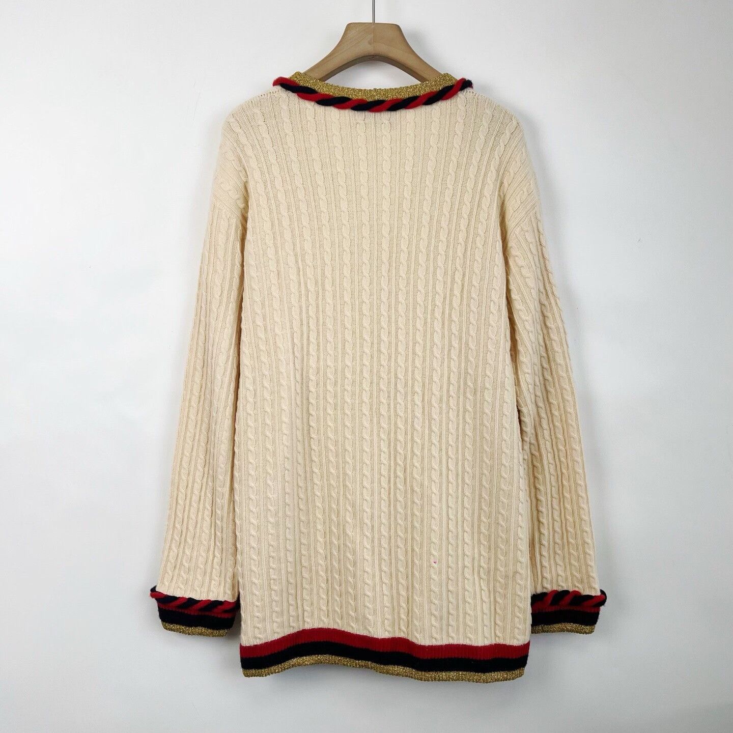 Gucci Gucci Beige Striped Wool Knit Cardigan Size L / US 10 / IT 46 - 2 Thumbnail
