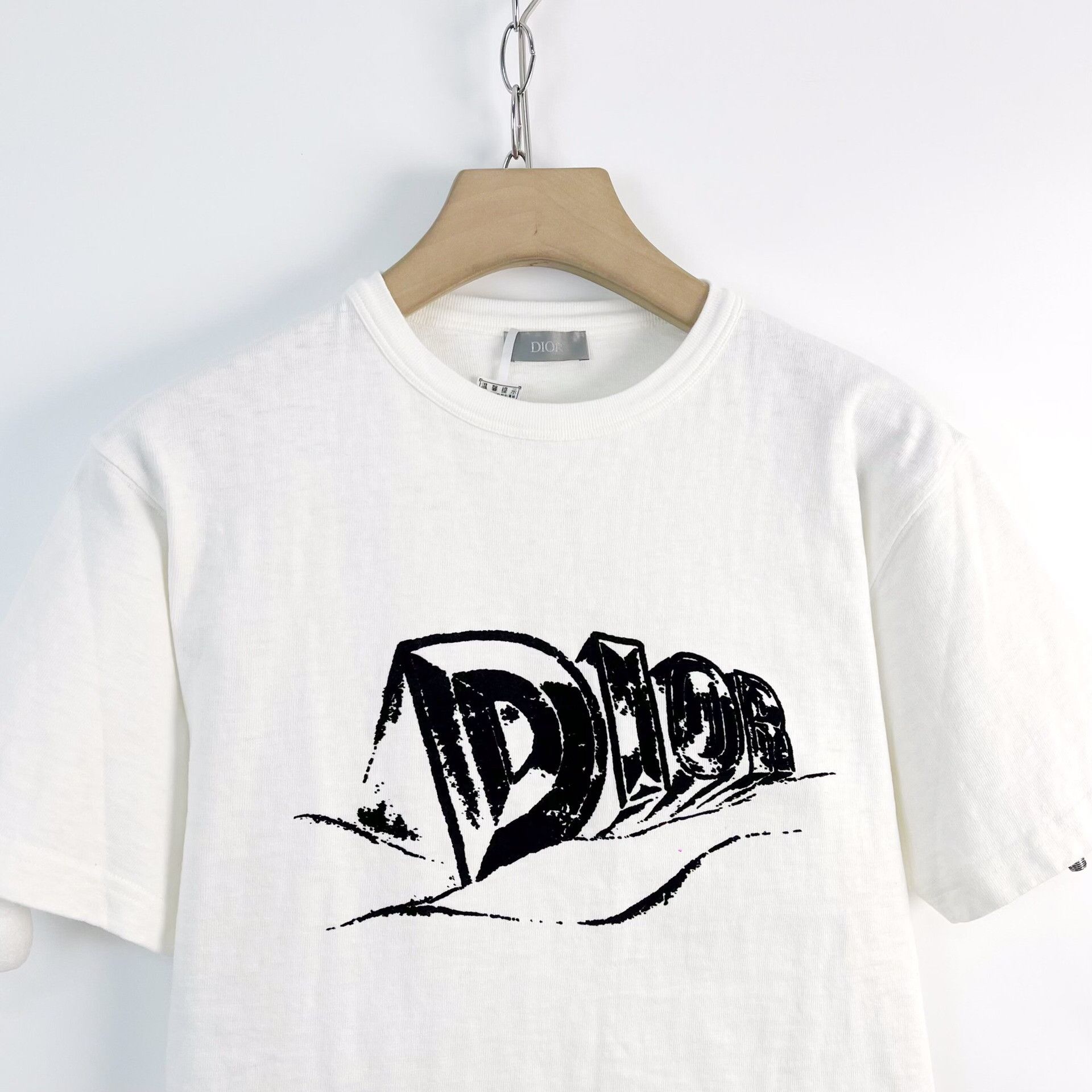 Dior Dior Men's Slub Cotton Flocked Letter T-shirt Size US S / EU 44-46 / 1 - 3 Thumbnail