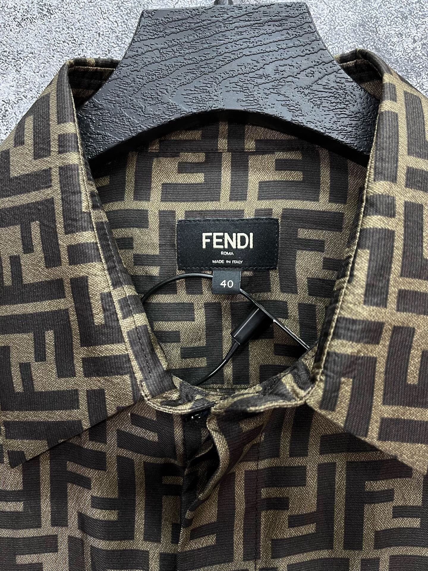 Fendi FENDI Double F All-Over Print Silk Short-Sleeve Shirt Size US XXS / EU 40 - 3 Thumbnail