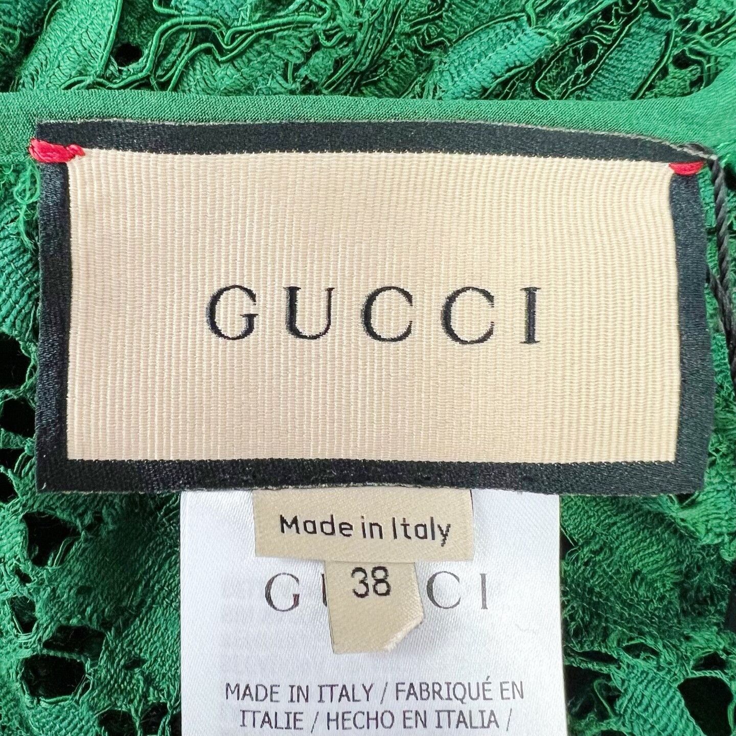 Gucci Gucci Green Floral Lace Zip Long Sleeve Dress Size S / US 4 / IT 40 - 4 Thumbnail