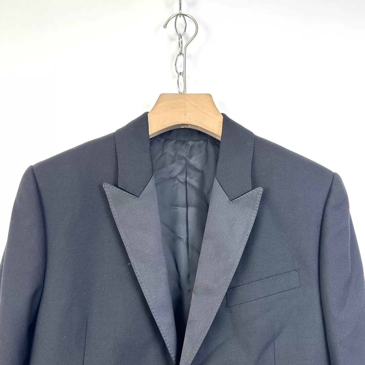 Celine Celine Women's Black Satin Peak Lapel Suit Jacket Size XXS / US 00 / IT 34 - 3 Thumbnail