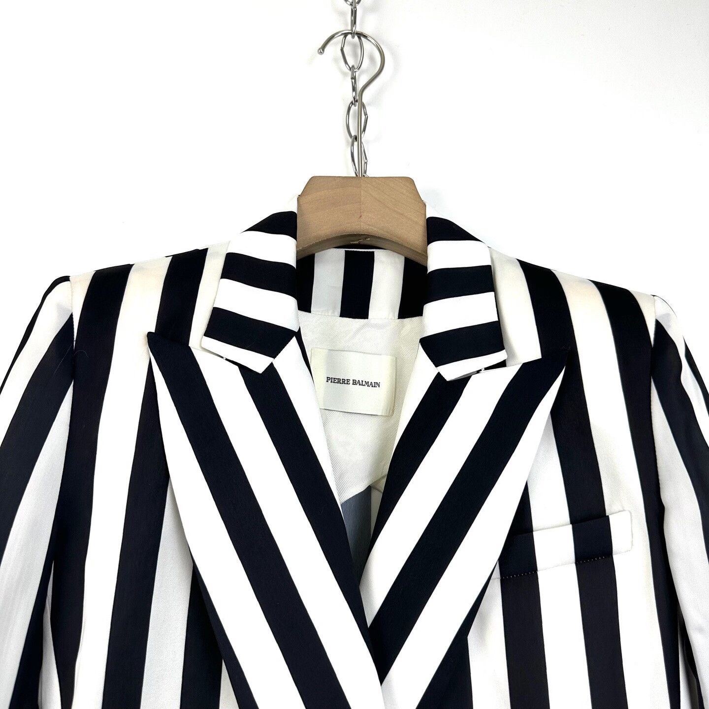 Pierre Balmain Pierre Balmain Women's Black White Stripe Blazer Size XS / US 0-2 / IT 36-38 - 3 Thumbnail