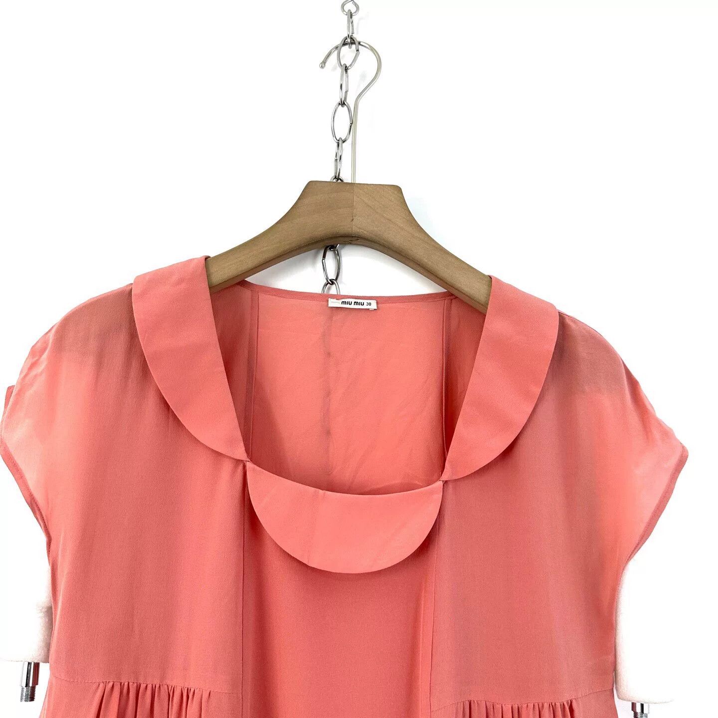 Miu Miu Miu Miu Pink Petal Collar Silk Dress Size S / US 4 / IT 40 - 3 Thumbnail