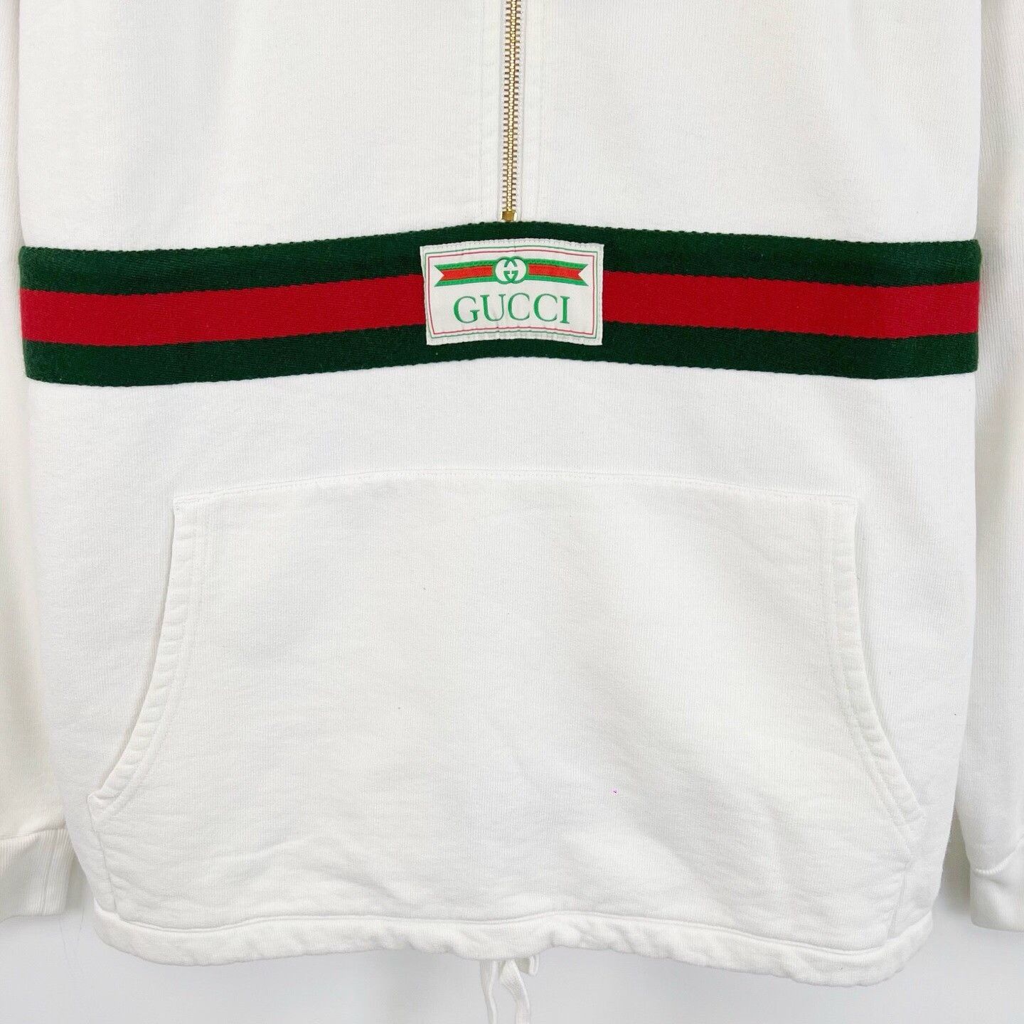 Gucci Gucci White Classic Webbing Half-Zip Hooded Jacket Size XS / US 0-2 / IT 36-38 - 6 Thumbnail