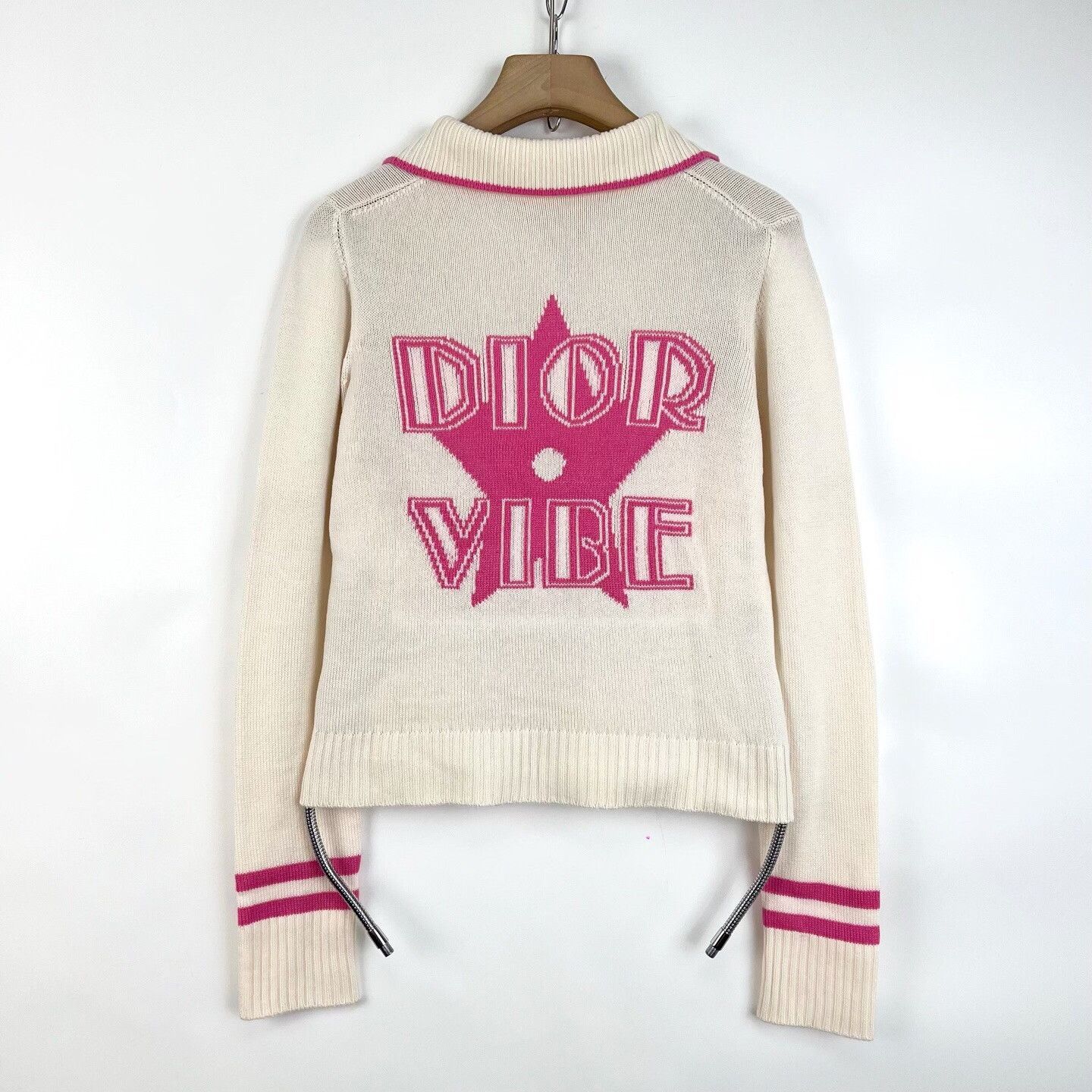 Dior Dior Vibe White Collar Back Logo Cashmere Top Size S / US 4 / IT 40 - 4 Thumbnail
