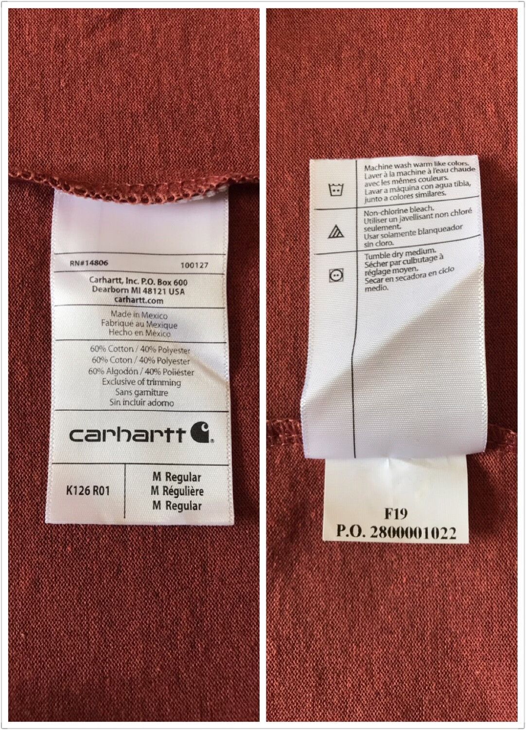 Carhartt Carhartt K126 R01 Barn Red Long Sleeve T-Shirt Size US M / EU 48-50 / 2 - 9 Thumbnail