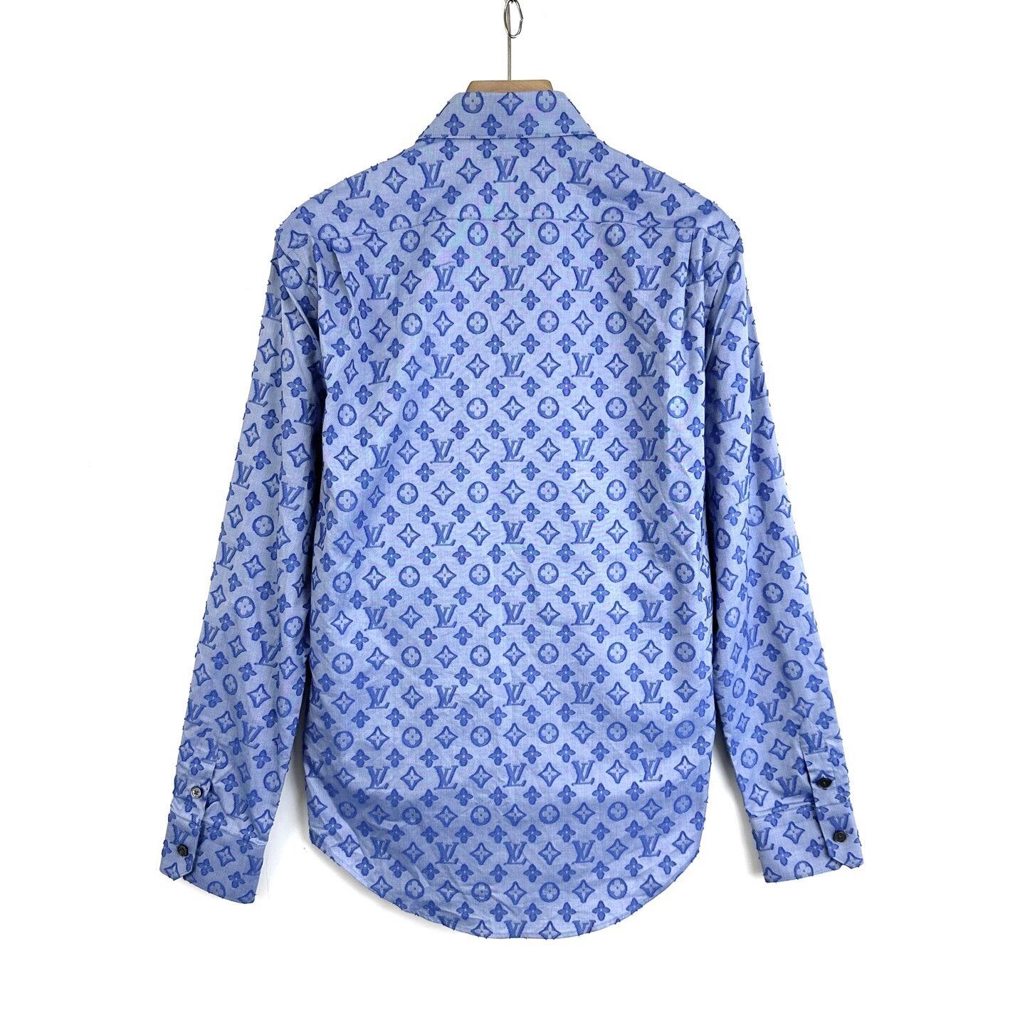 Louis Vuitton Louis Vuitton Blue Flocked Monogram Long-Sleeve Shirt Size US S / EU 44-46 / 1 - 2 Thumbnail