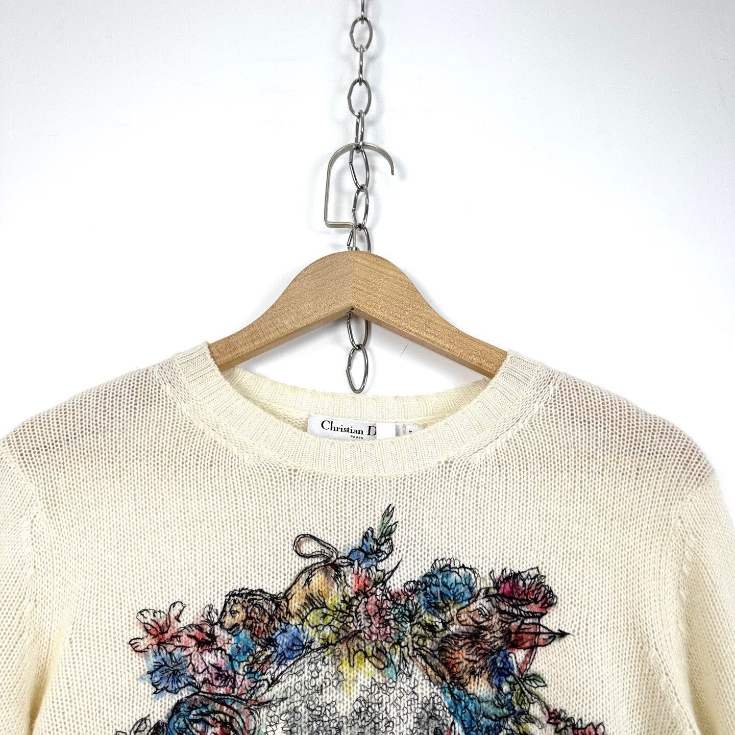 Dior Dior Beige Chest Floral Print Wool Sweater Size S / US 4 / IT 40 - 3 Thumbnail