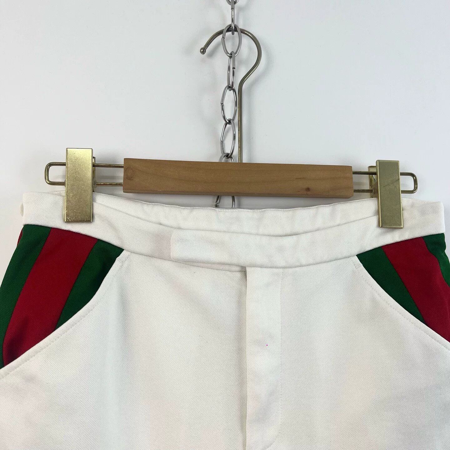 Gucci Gucci White Red Green Woven Double G Shorts Size US 35 - 3 Thumbnail