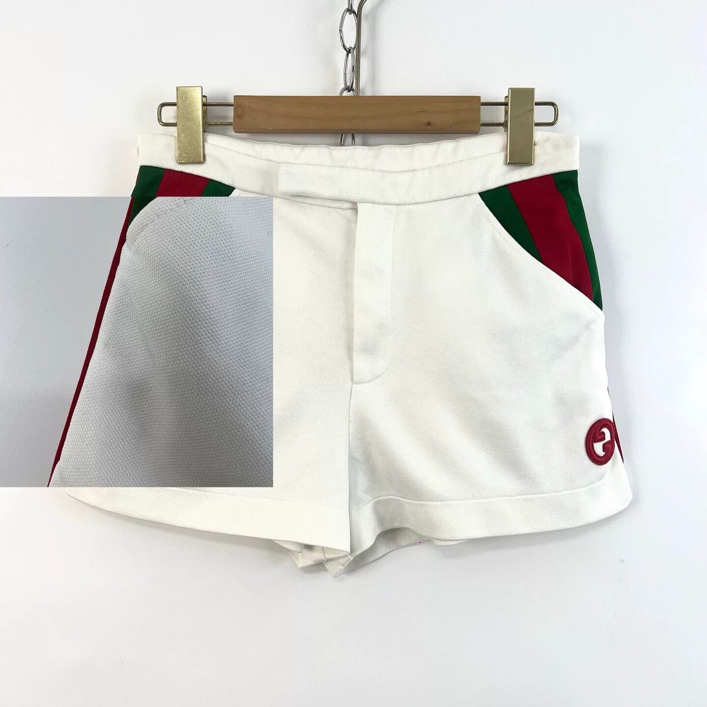 Gucci Gucci White Red Green Woven Double G Shorts Size US 35 - 8 Thumbnail