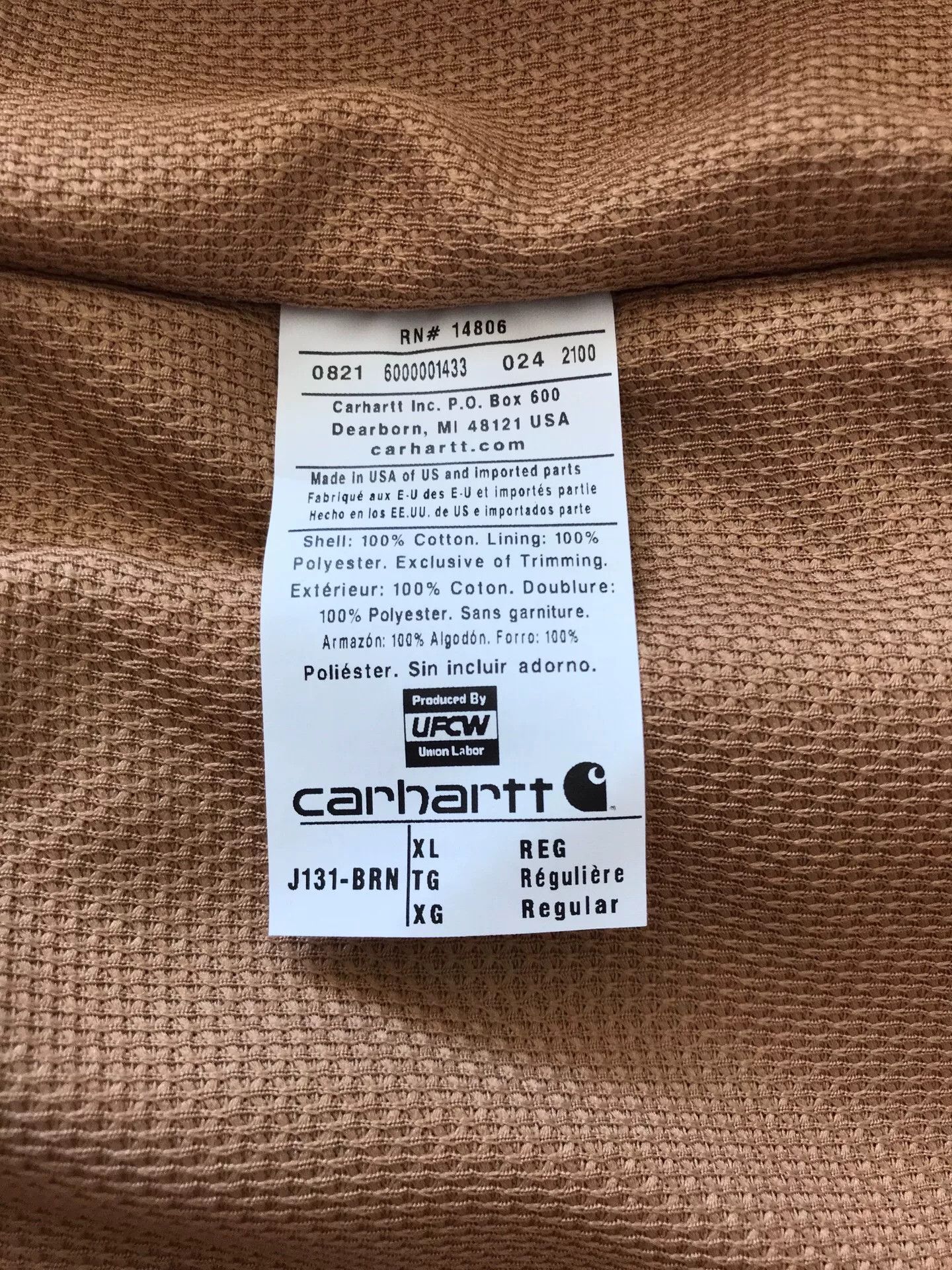 Carhartt Carhartt J131 Brown Hooded Jacket Size US XL / EU 56 / 4 - 9 Thumbnail