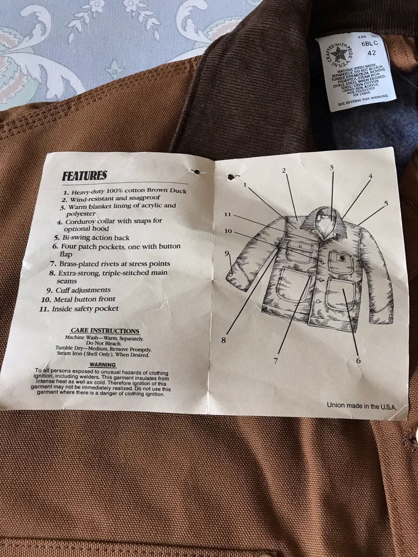 Carhartt 80s Carhartt 6BLC Brown Canvas Jacket Size US XS / EU 42 / 0 - 7 Thumbnail
