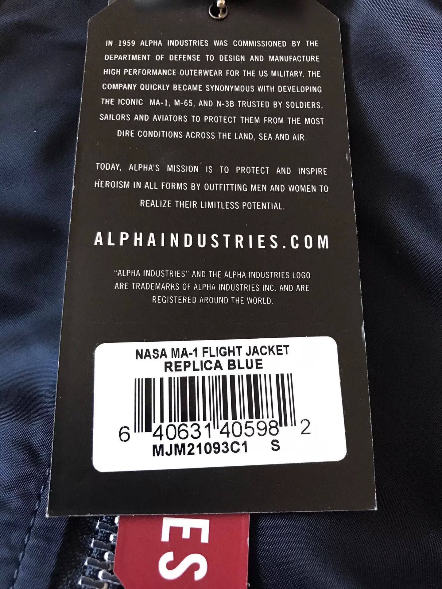 Alpha Industries Alpha MA1 Navy Blue NASA Jacket Size US S / EU 44-46 / 1 - 8 Thumbnail