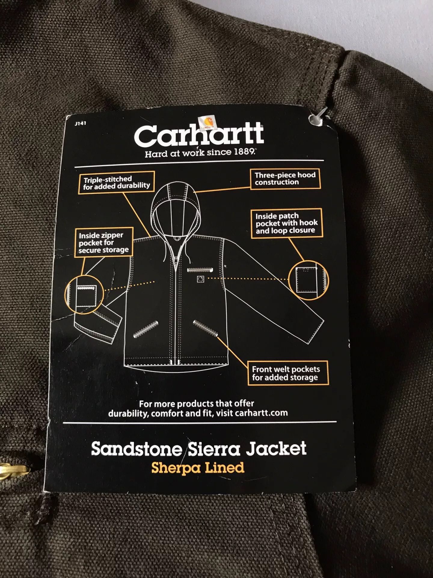 Carhartt Carhartt J141 Hooded Canvas Work Jacket Size US XL / EU 56 / 4 - 8 Thumbnail