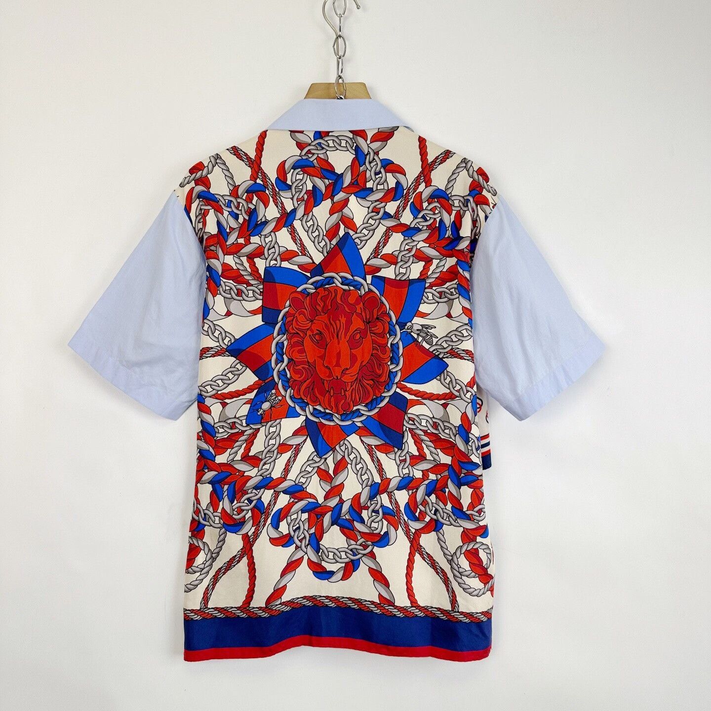 Gucci Gucci Blue Spliced Lion Head Print Shirt Size US S / EU 44-46 / 1 - 2 Thumbnail