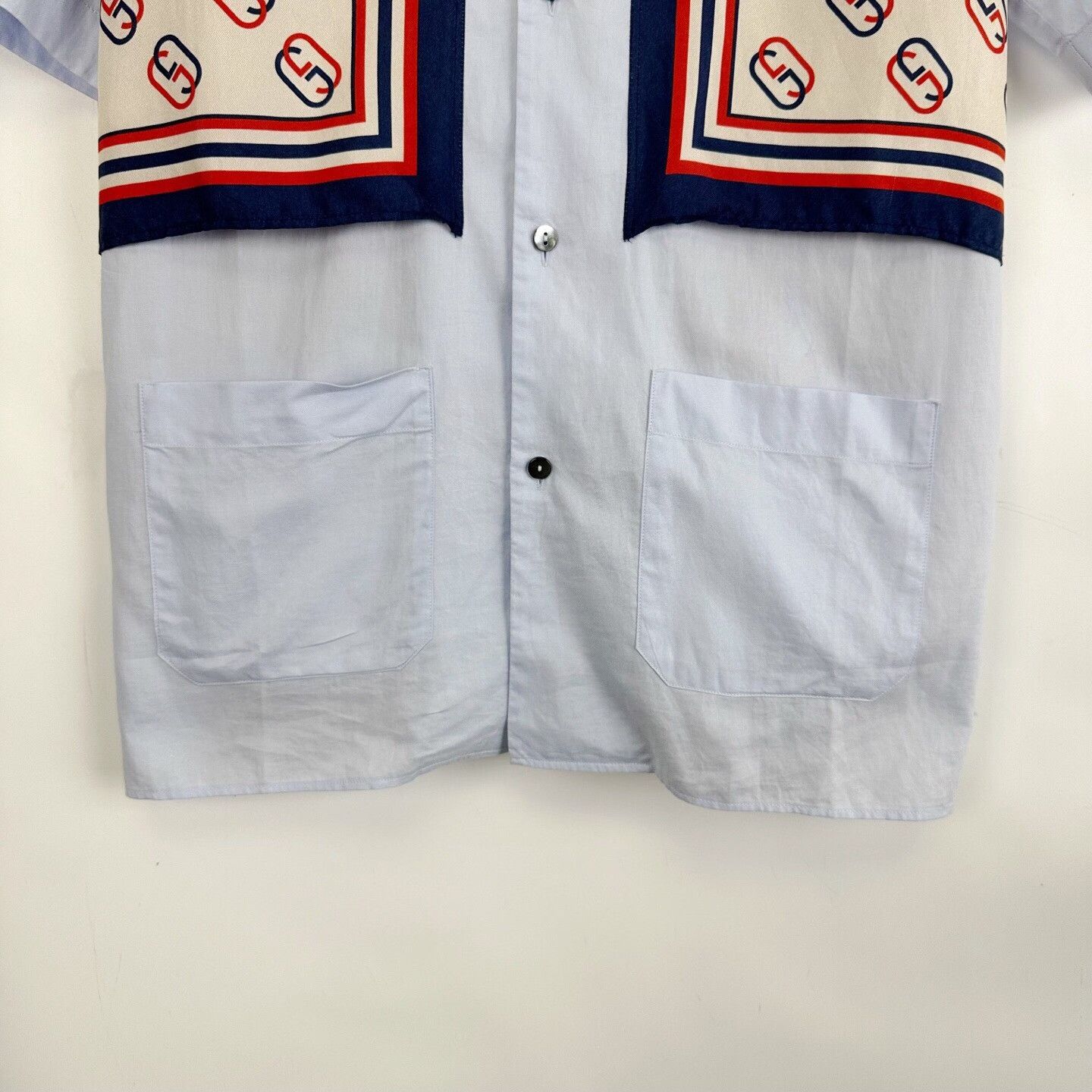 Gucci Gucci Blue Spliced Lion Head Print Shirt Size US S / EU 44-46 / 1 - 6 Thumbnail