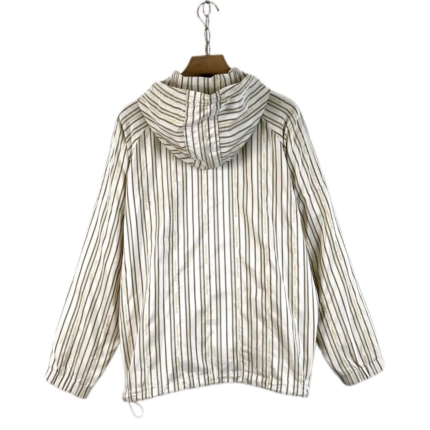 Dior Dior Beige Striped Half-Zip Hooded Jacket Size US M / EU 48-50 / 2 - 2 Thumbnail
