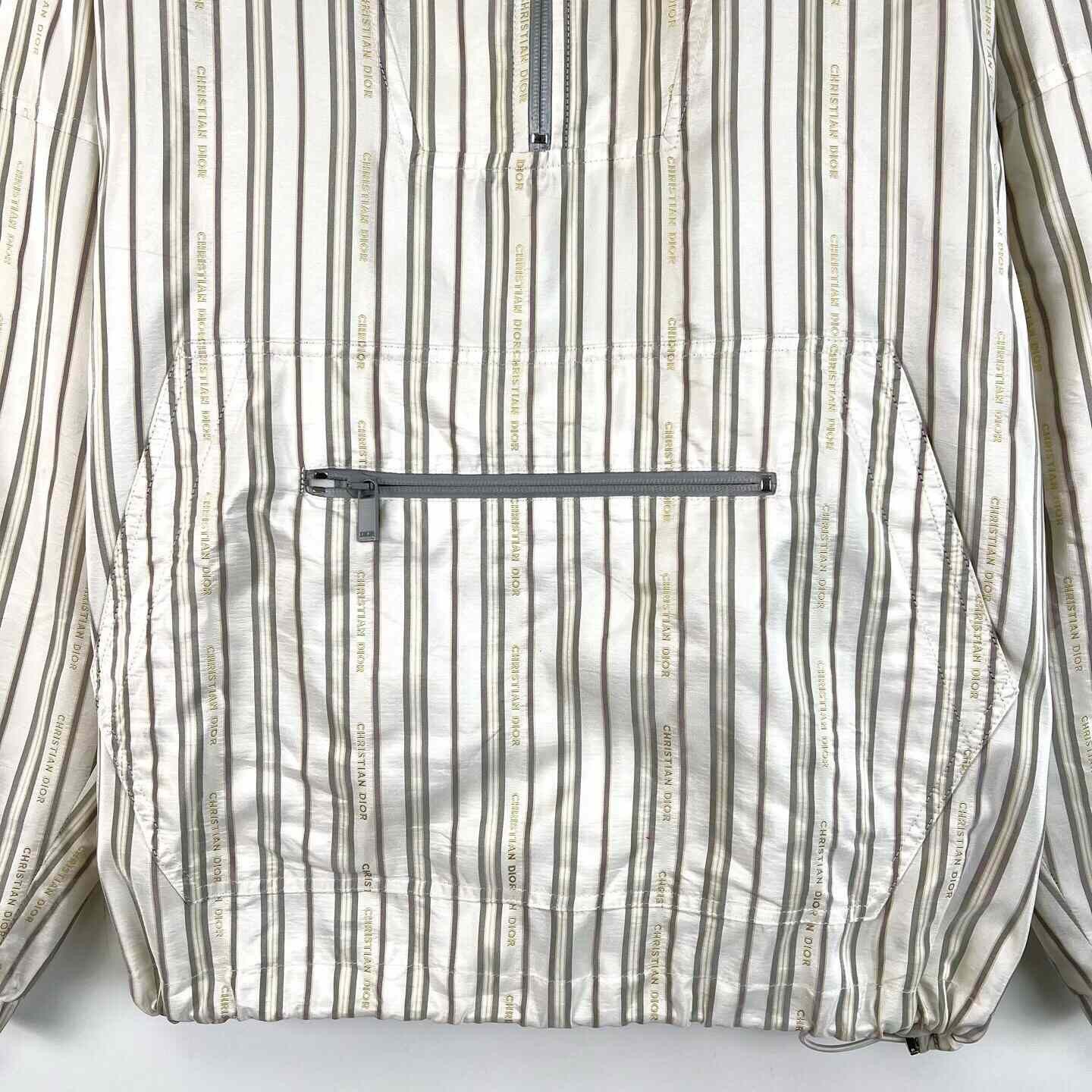 Dior Dior Beige Striped Half-Zip Hooded Jacket Size US M / EU 48-50 / 2 - 6 Thumbnail