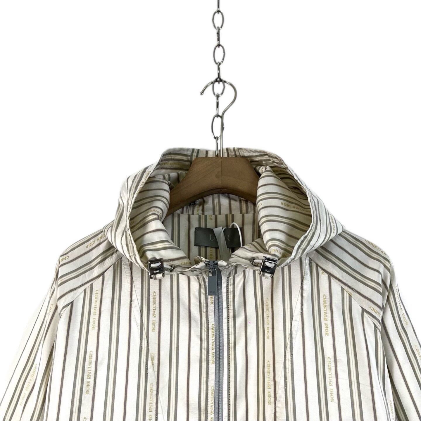 Dior Dior Beige Striped Half-Zip Hooded Jacket Size US M / EU 48-50 / 2 - 3 Thumbnail