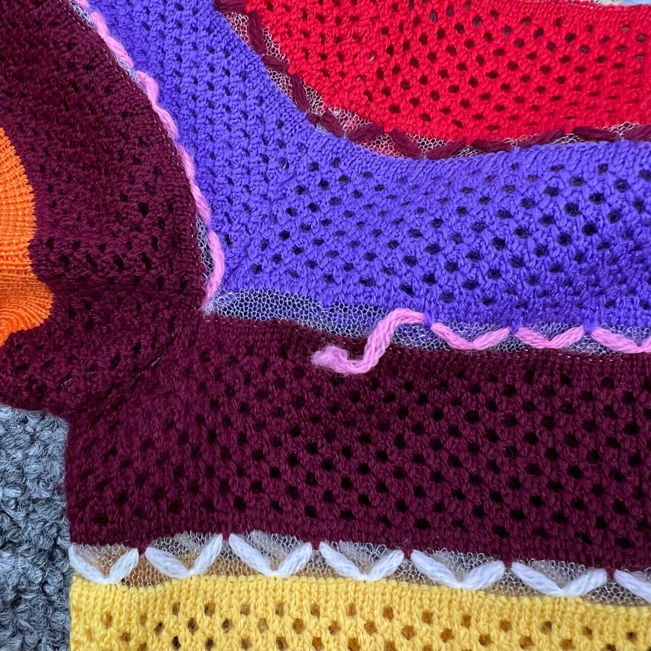 Miu Miu Miumiu Rainbow Hollow-Out Knit Short Sleeve Size XS / US 0-2 / IT 36-38 - 5 Thumbnail
