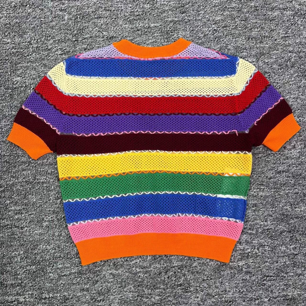 Miu Miu Miumiu Rainbow Hollow-Out Knit Short Sleeve Size XS / US 0-2 / IT 36-38 - 2 Thumbnail