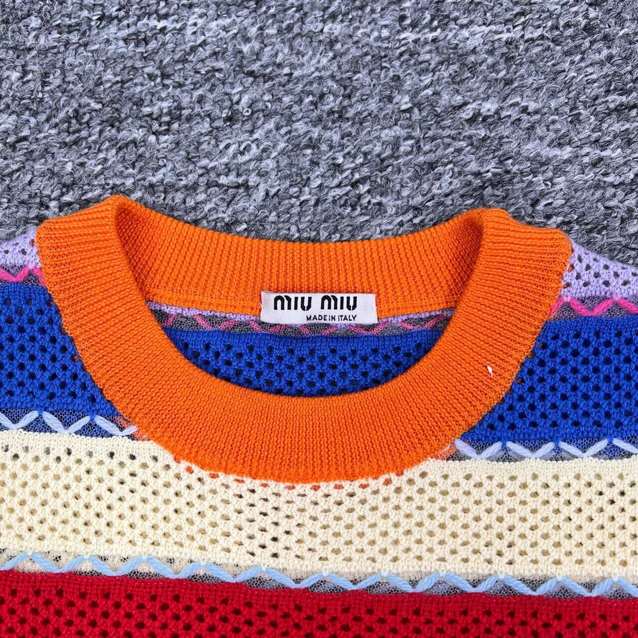 Miu Miu Miumiu Rainbow Hollow-Out Knit Short Sleeve Size XS / US 0-2 / IT 36-38 - 3 Thumbnail