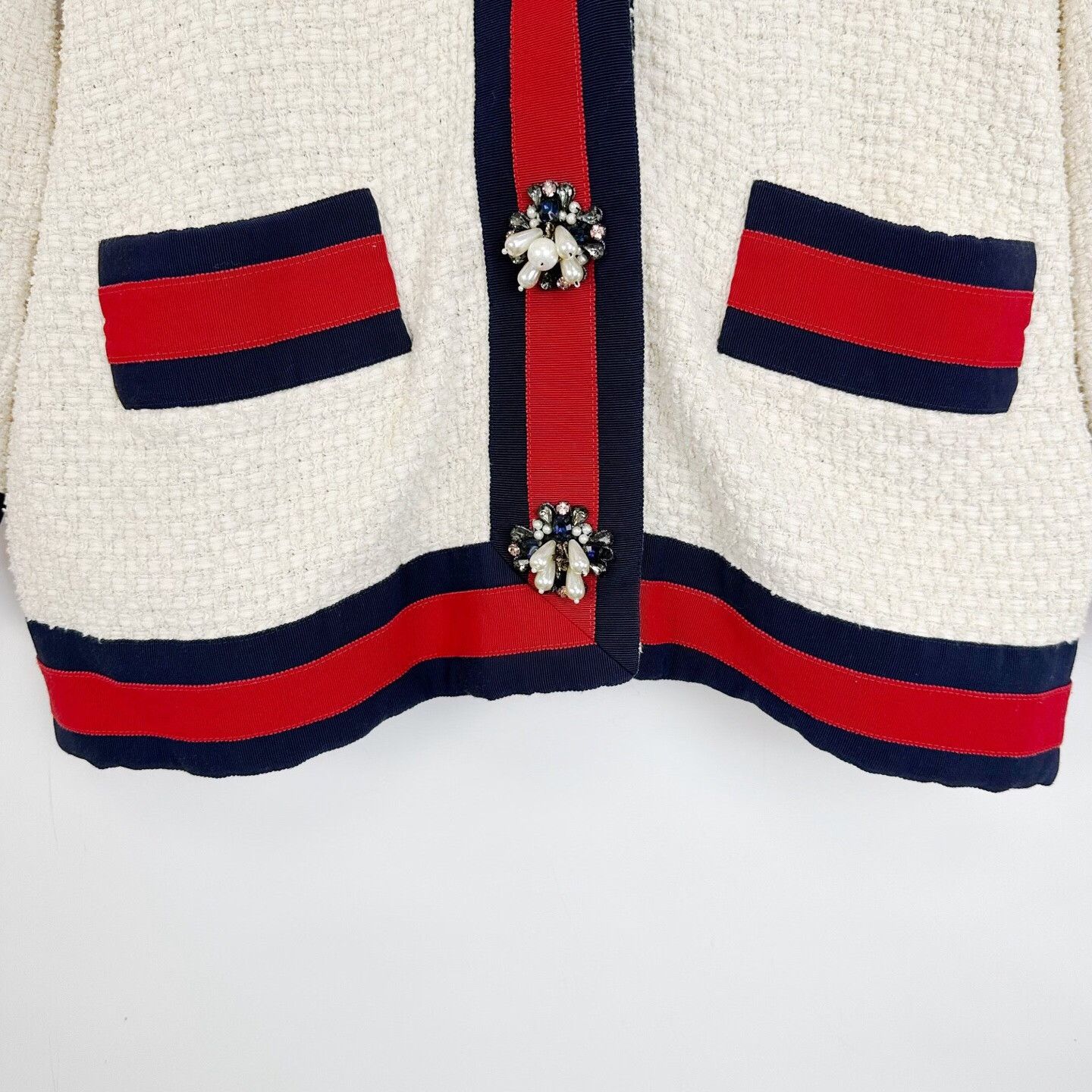 Gucci Gucci Color-Blocked Pearl Button Tweed Cardigan Size S / US 4 / IT 40 - 7 Thumbnail