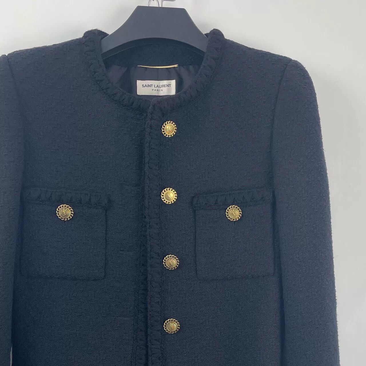 Saint Laurent Paris Saint Laurent Black Tweed Jacket Size S / US 4 / IT 40 - 3 Thumbnail