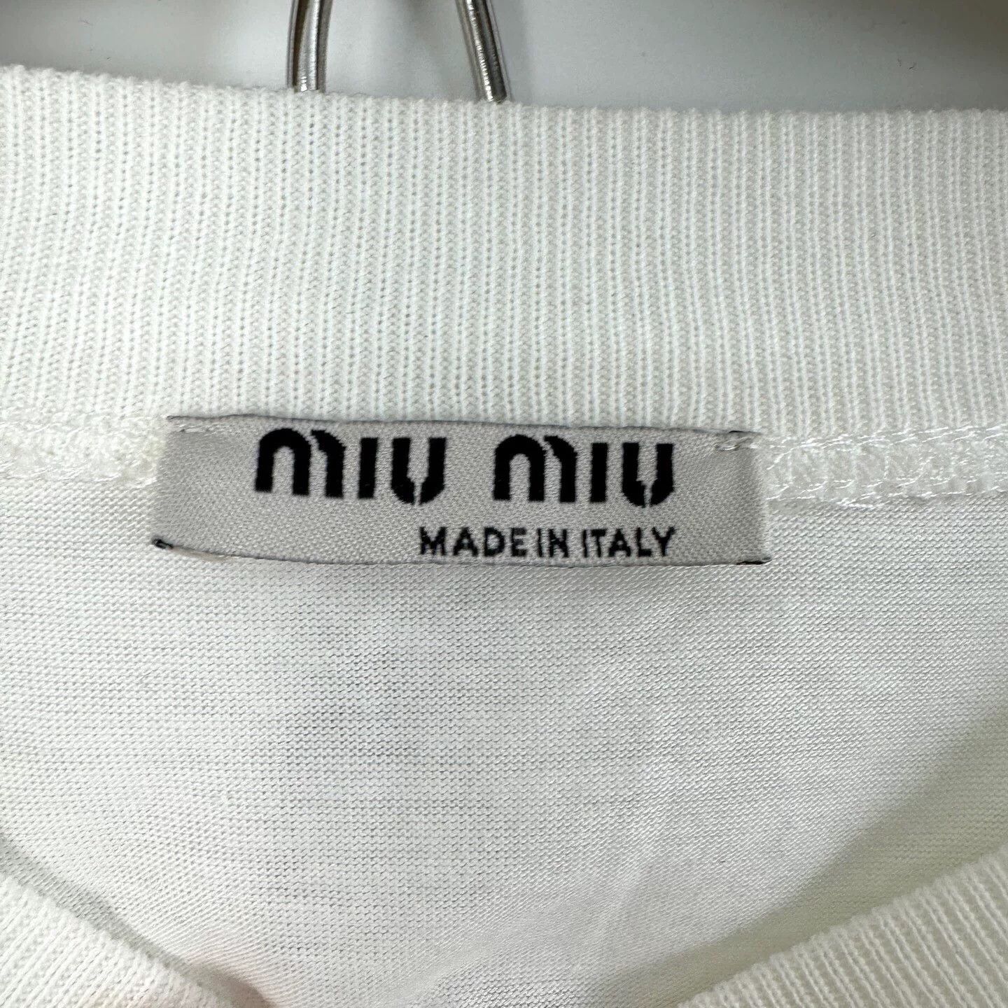 Miu Miu Miu Miu White Print Tie Long-Sleeve T-Shirt Size S / US 4 / IT 40 - 4 Thumbnail