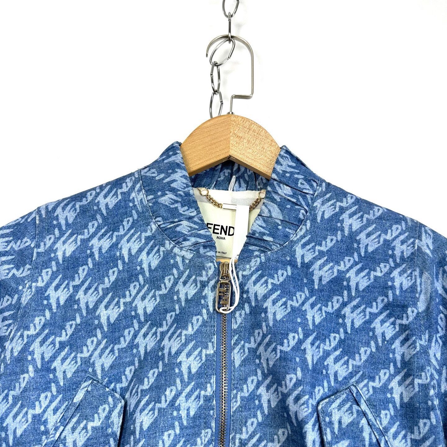 Fendi Fendi Blue Denim Short Zip Jacket Size S / US 4 / IT 40 - 3 Thumbnail
