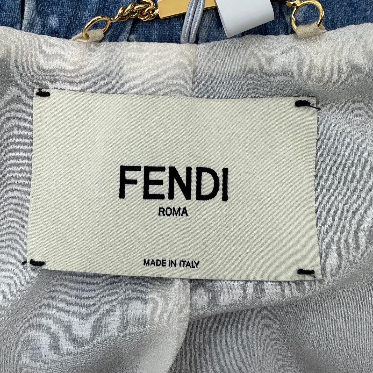 Fendi Fendi Blue Denim Short Zip Jacket Size S / US 4 / IT 40 - 4 Thumbnail