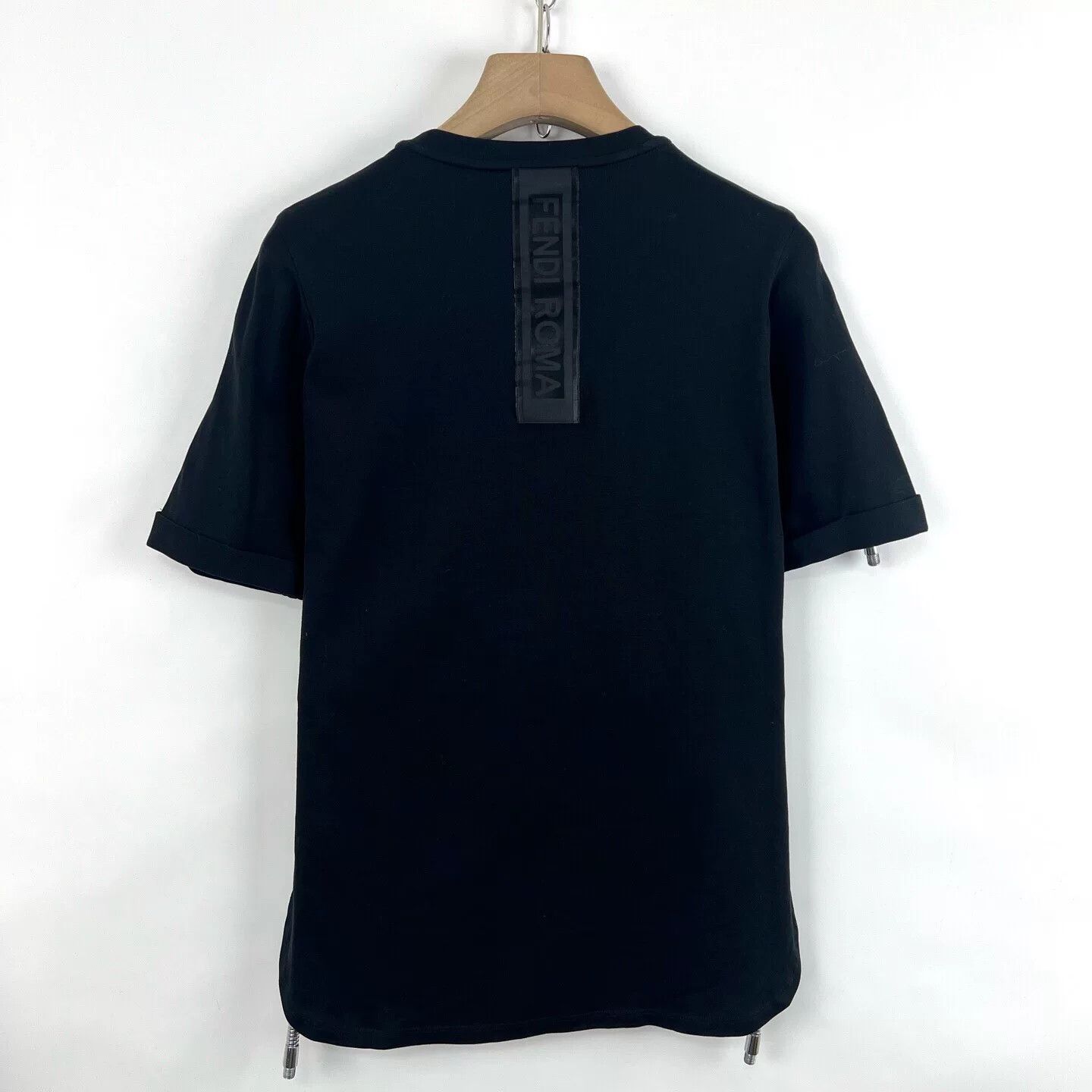 Fendi Fendi High-Low Letter Round Neck Black T-shirt Size S / US 4 / IT 40 - 2 Thumbnail