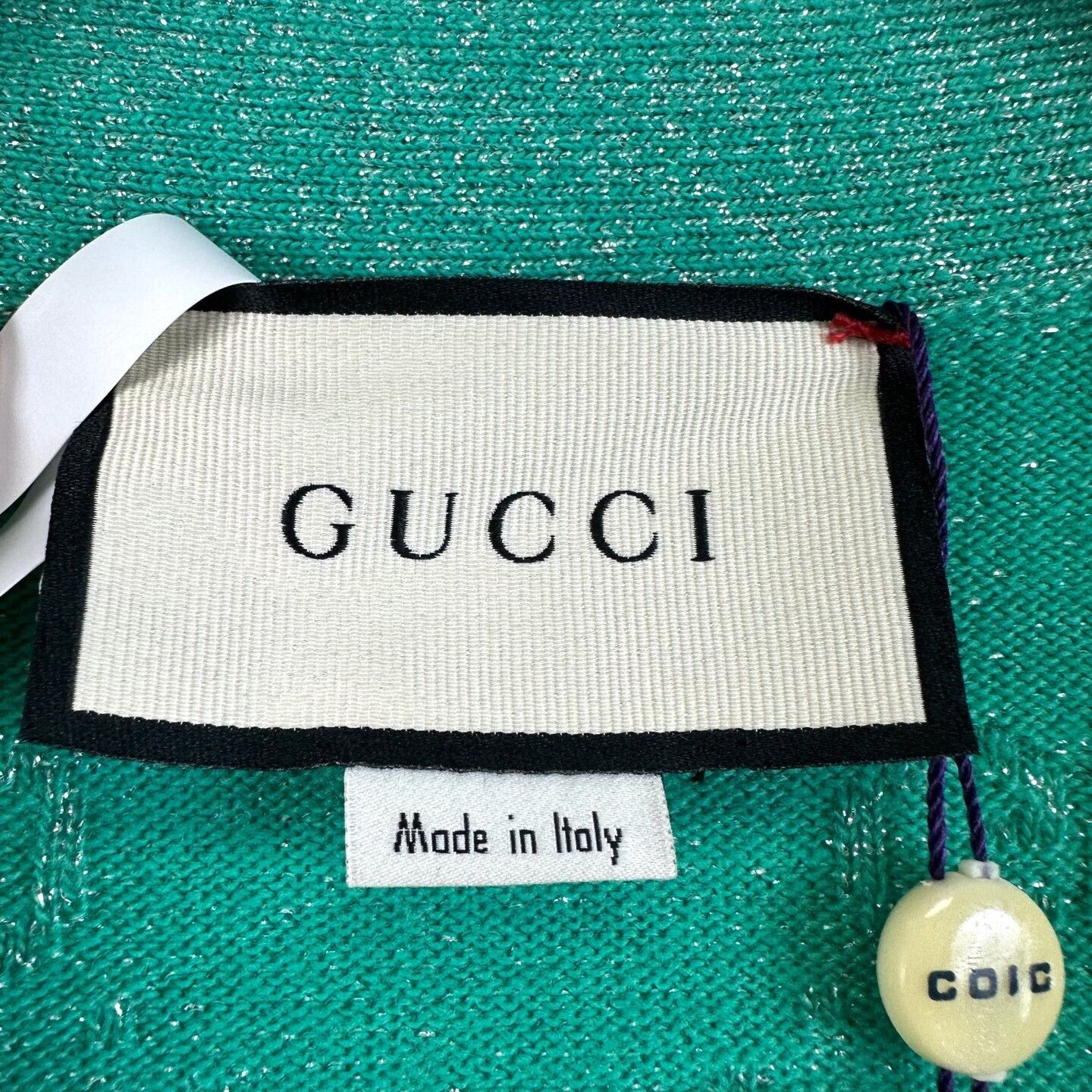 Gucci Gucci Green Gold Shimmer Knit GG Cardigan Size M / US 6-8 / IT 42-44 - 4 Thumbnail