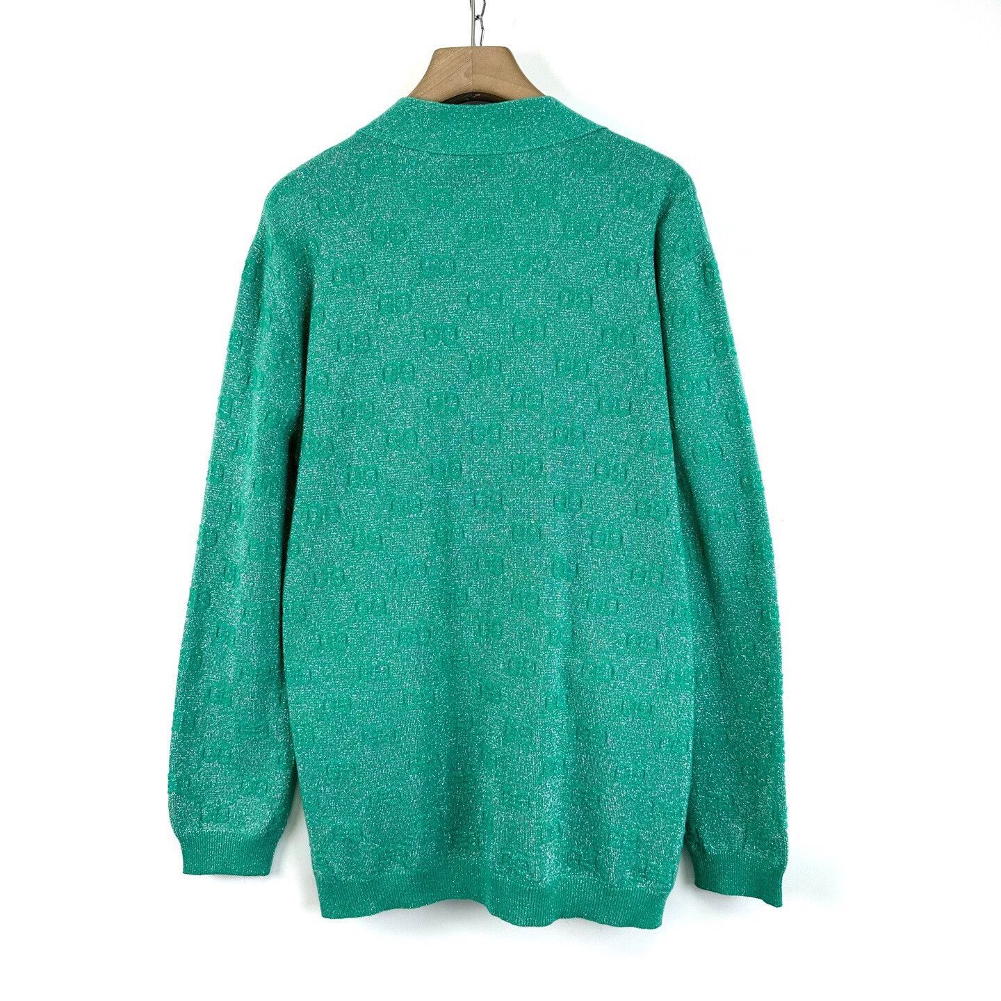Gucci Gucci Green Gold Shimmer Knit GG Cardigan Size M / US 6-8 / IT 42-44 - 2 Thumbnail
