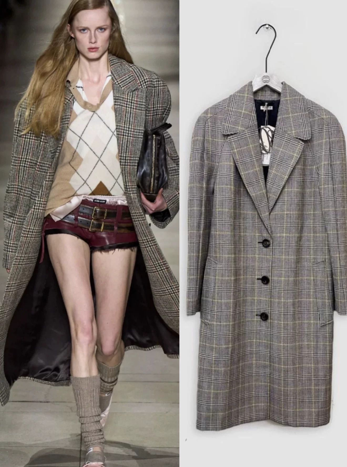 Miu Miu Miu Miu Logo Plaid Long Coat Size S / US 4 / IT 40 - 6 Thumbnail