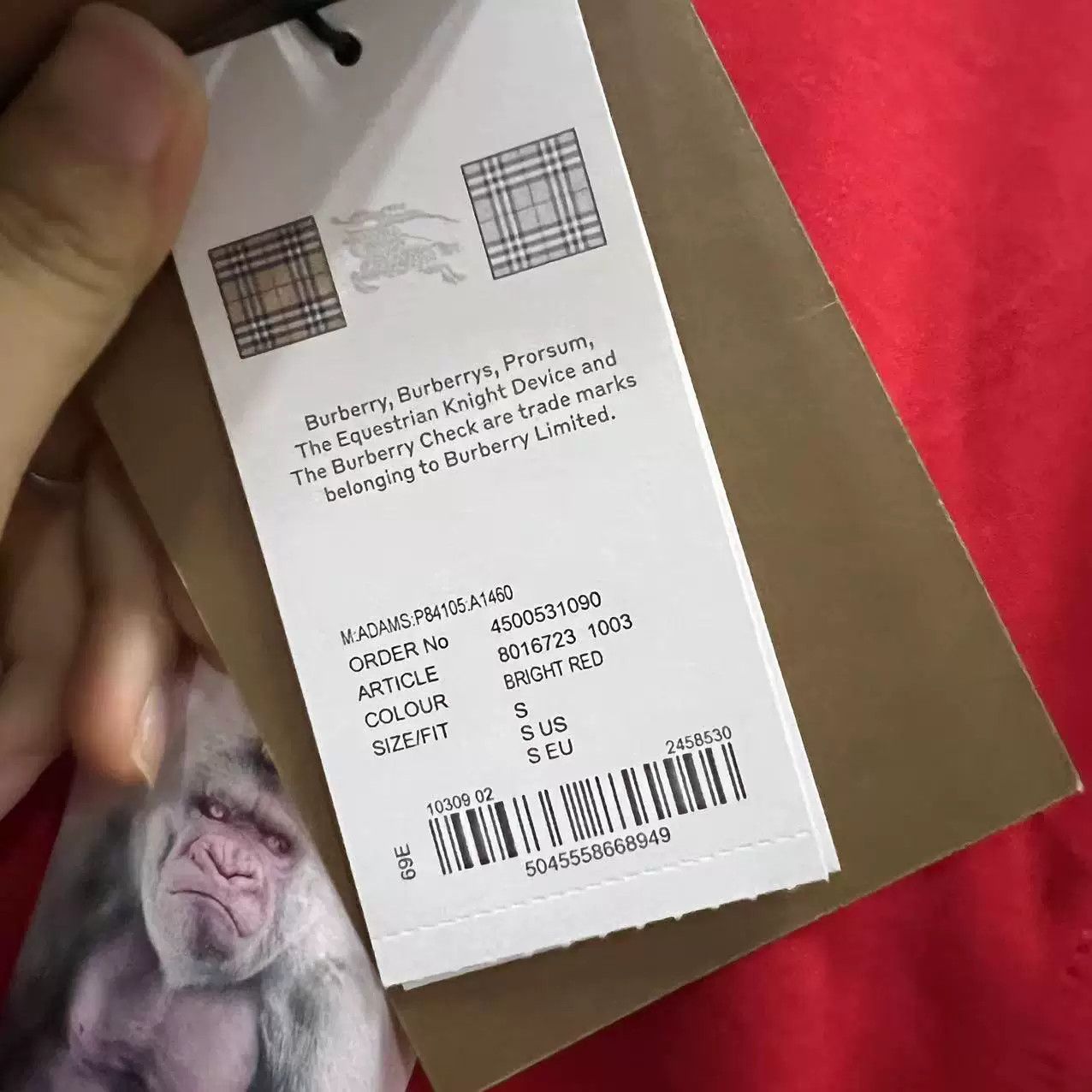 Burberry Burberry Gorilla Print Short Sleeve Size US S / EU 44-46 / 1 - 5 Thumbnail