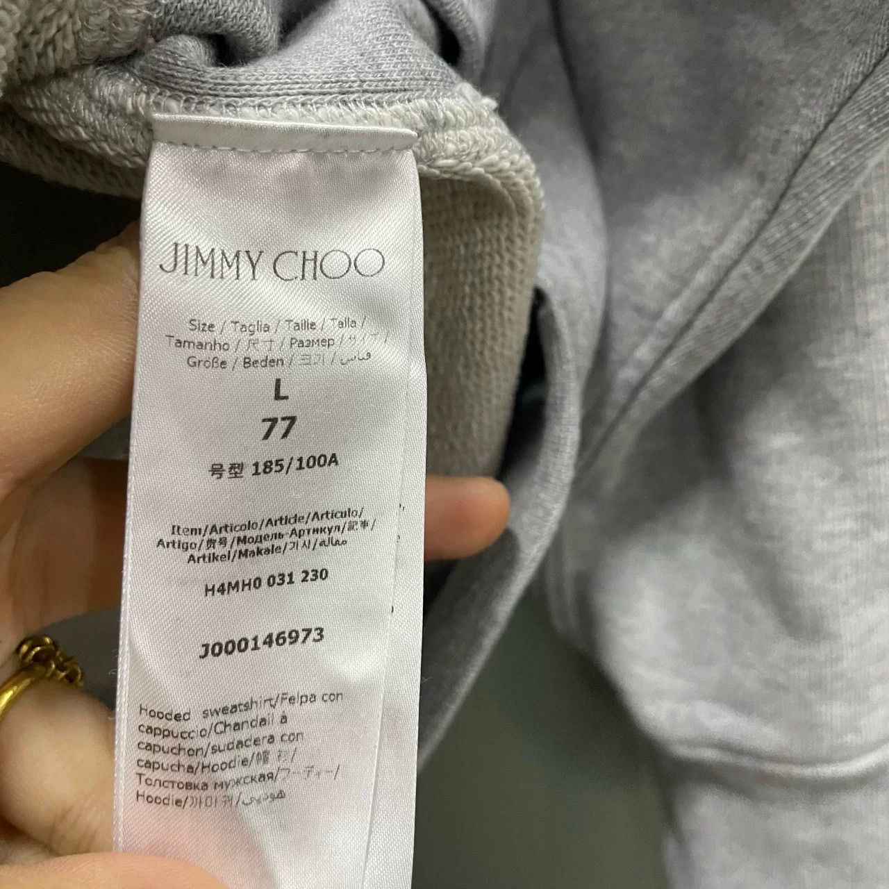 Jimmy Choo JIMMY CHOO Gray Printed Logo Hoodie Size US S / EU 44-46 / 1 - 6 Thumbnail