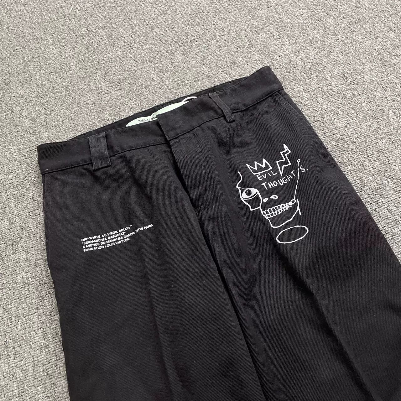 Off-White Off White Black Printed Cropped Pants Size US 29 - 4 Thumbnail