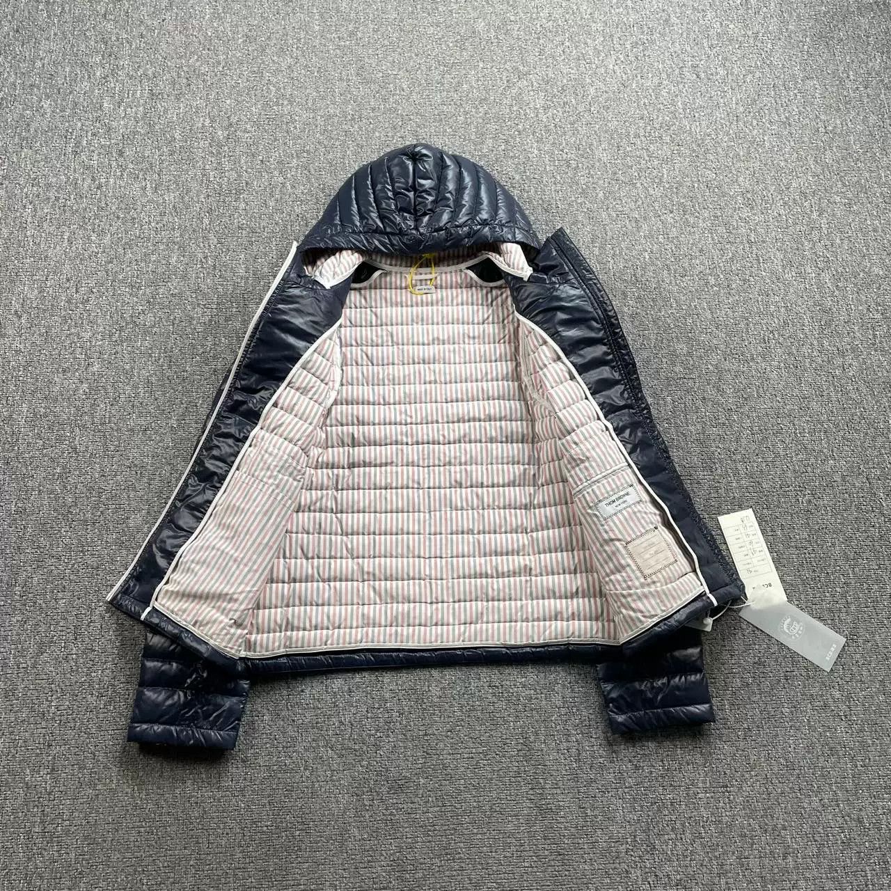 Thom Browne THOM BROWNE Blue Stripe Hooded Down Jacket Size US XS / EU 42 / 0 - 2 Thumbnail