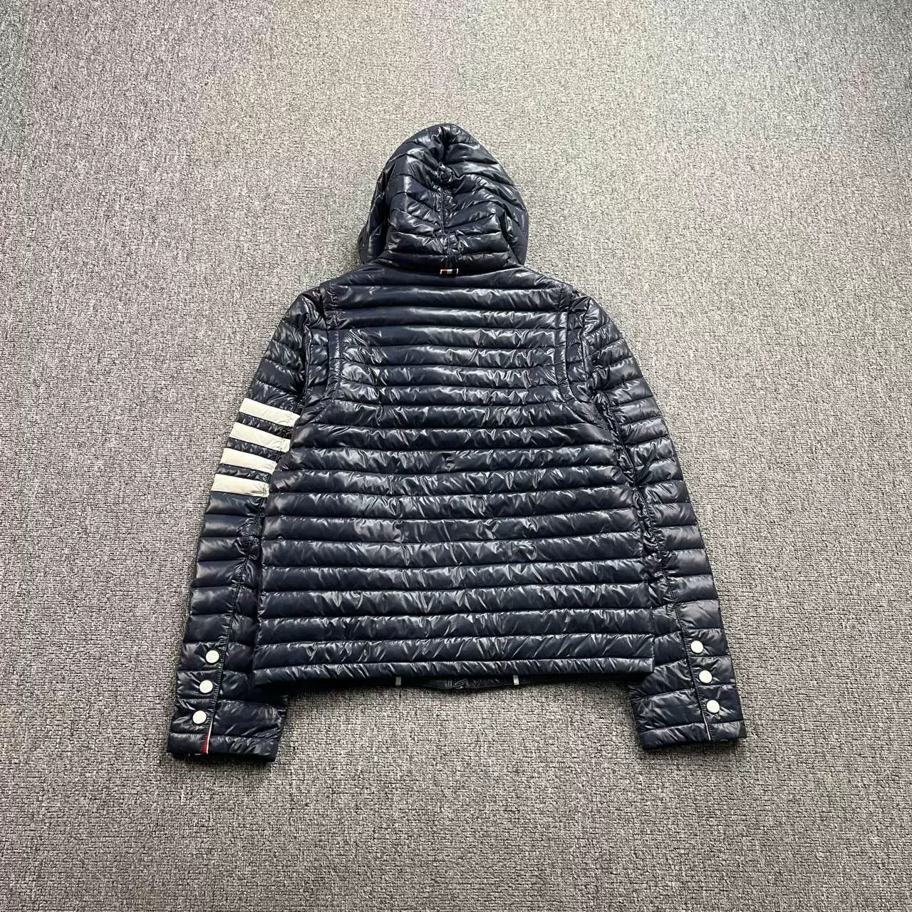 Thom Browne THOM BROWNE Blue Stripe Hooded Down Jacket Size US XS / EU 42 / 0 - 3 Thumbnail