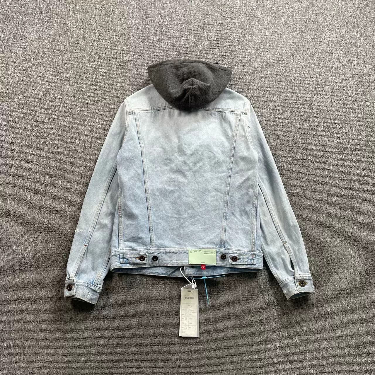 Off-White Off White Blue Washed Hooded Denim Jacket Size US S / EU 44-46 / 1 - 2 Thumbnail