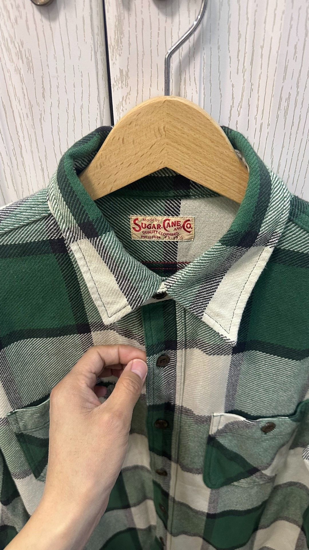 Sugar Cane Sugar Cane Green Flannel Plaid Shirt Size US M / EU 48-50 / 2 - 2 Thumbnail