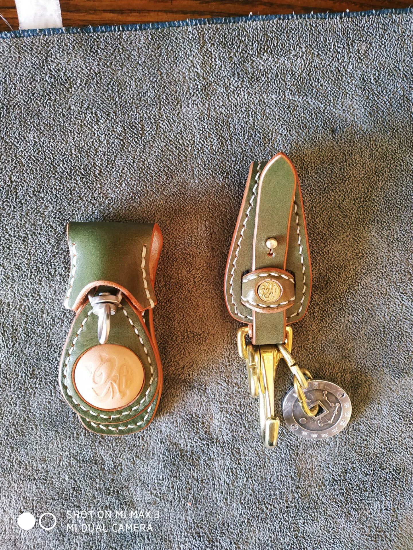 Japanese Brand Tenjin Works Green Kuri Leather Keychain Size ONE SIZE - 6 Thumbnail