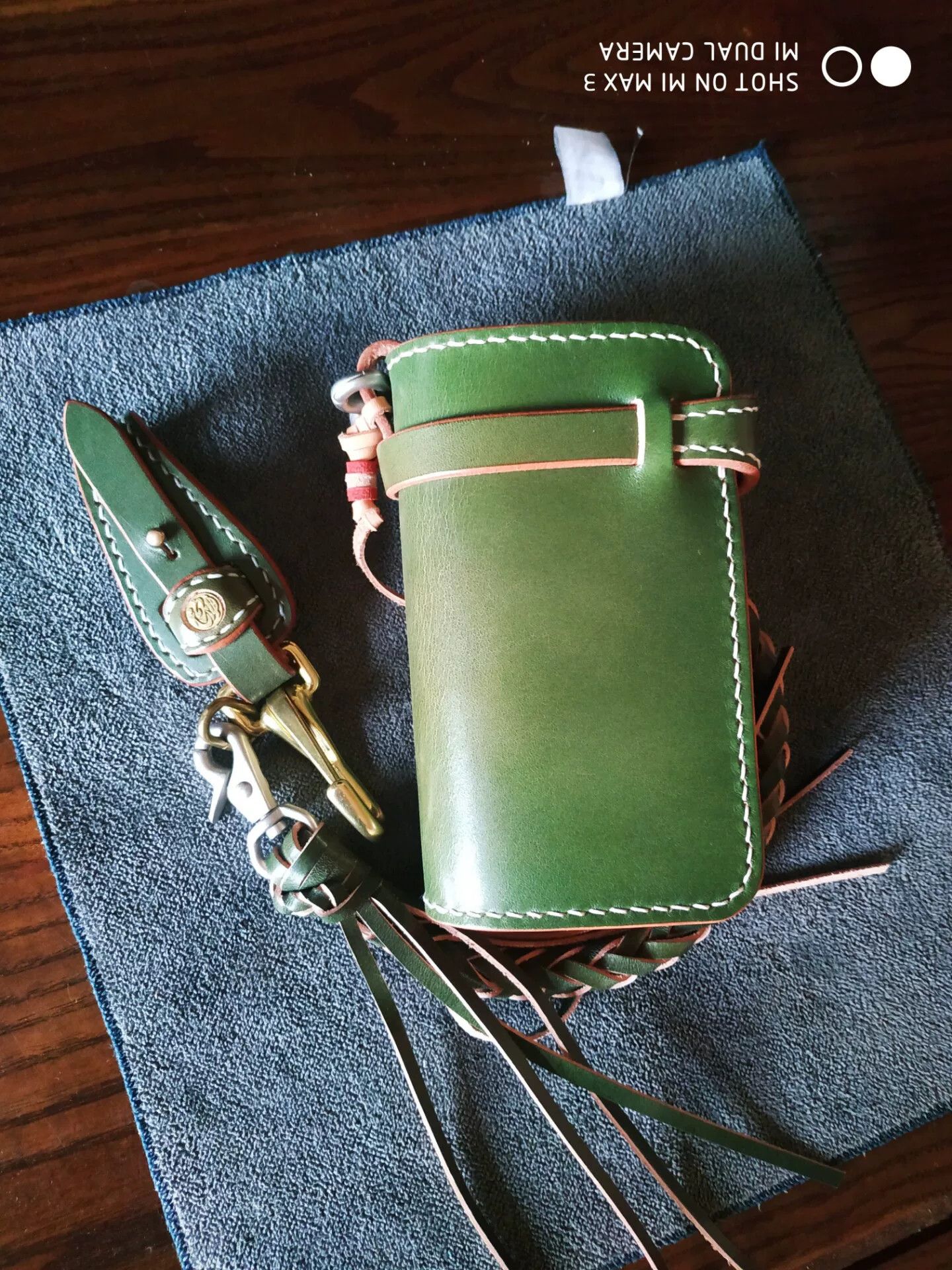 Japanese Brand Tenjin Works Green Kuri Leather Keychain Size ONE SIZE - 4 Thumbnail