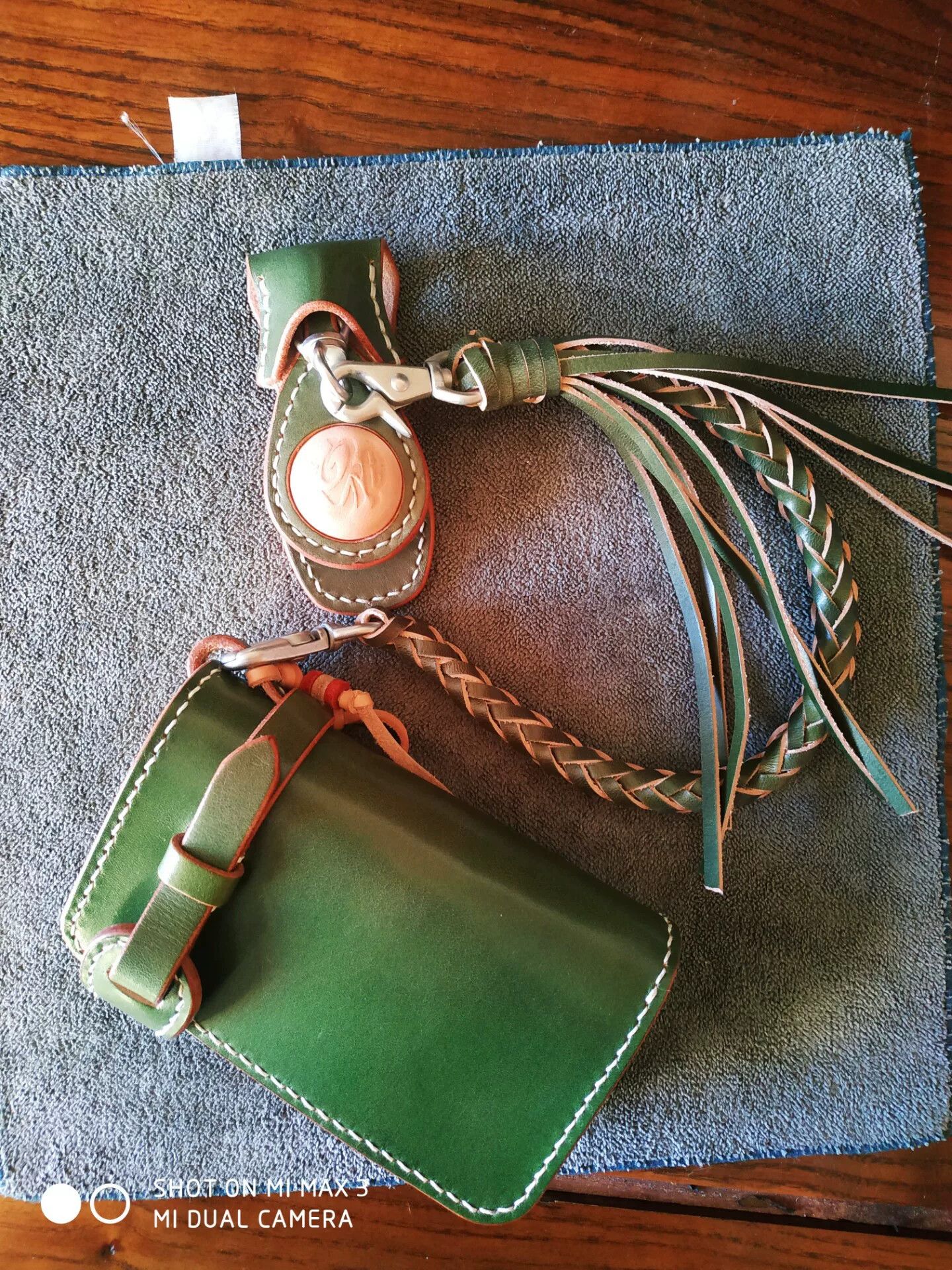Japanese Brand Tenjin Works Green Kuri Leather Keychain Size ONE SIZE - 7 Thumbnail