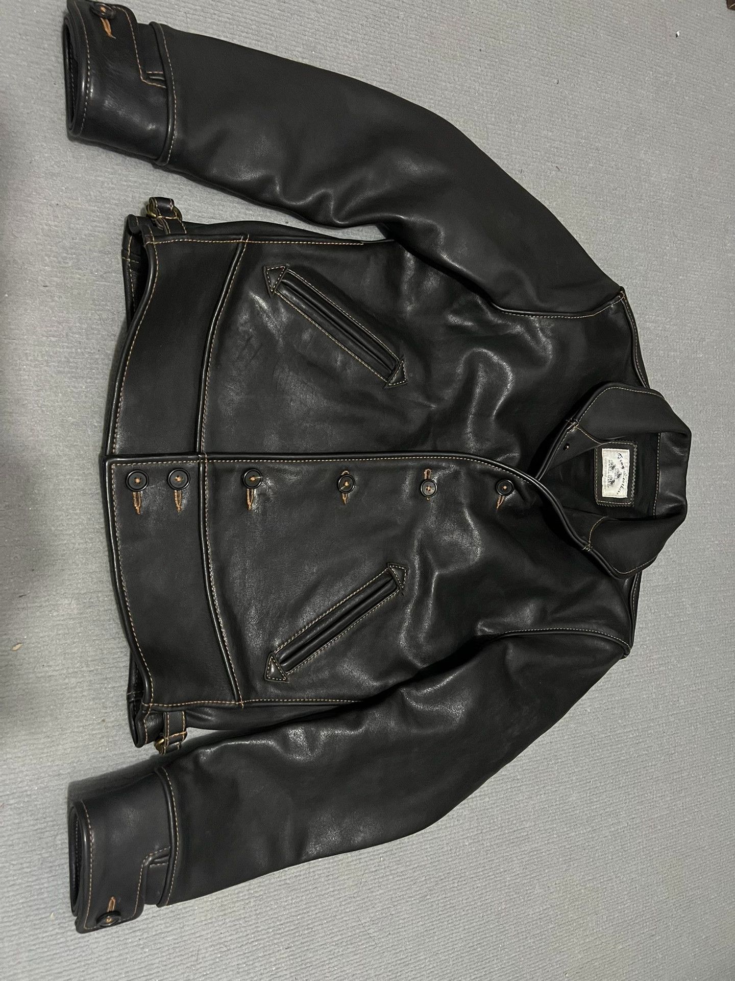 RRL Ralph Lauren Campus Cowhide Leather Biker Jacket Size US L / EU 52-54 / 3 - 2 Thumbnail