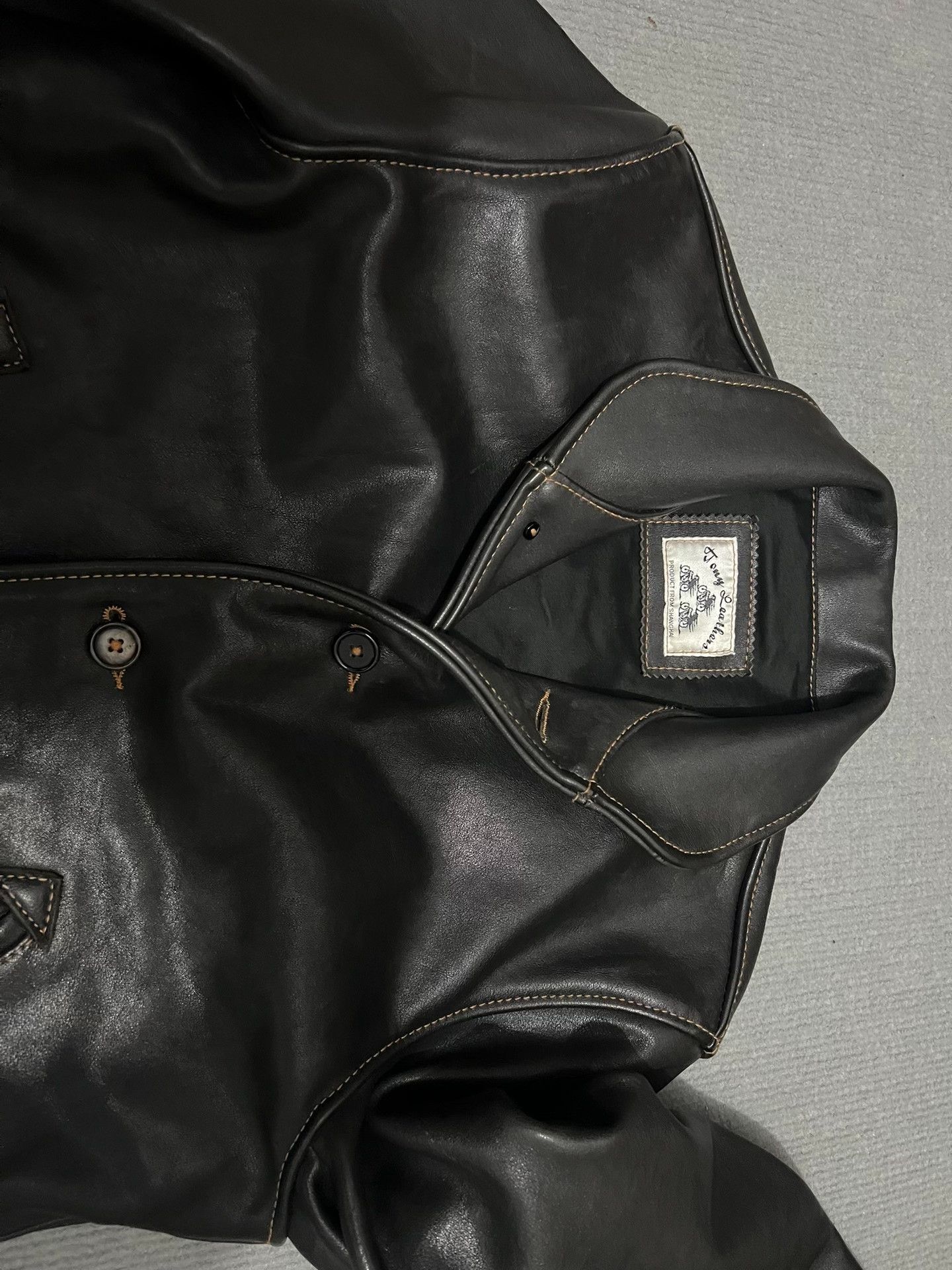 RRL Ralph Lauren Campus Cowhide Leather Biker Jacket Size US L / EU 52-54 / 3 - 8 Thumbnail
