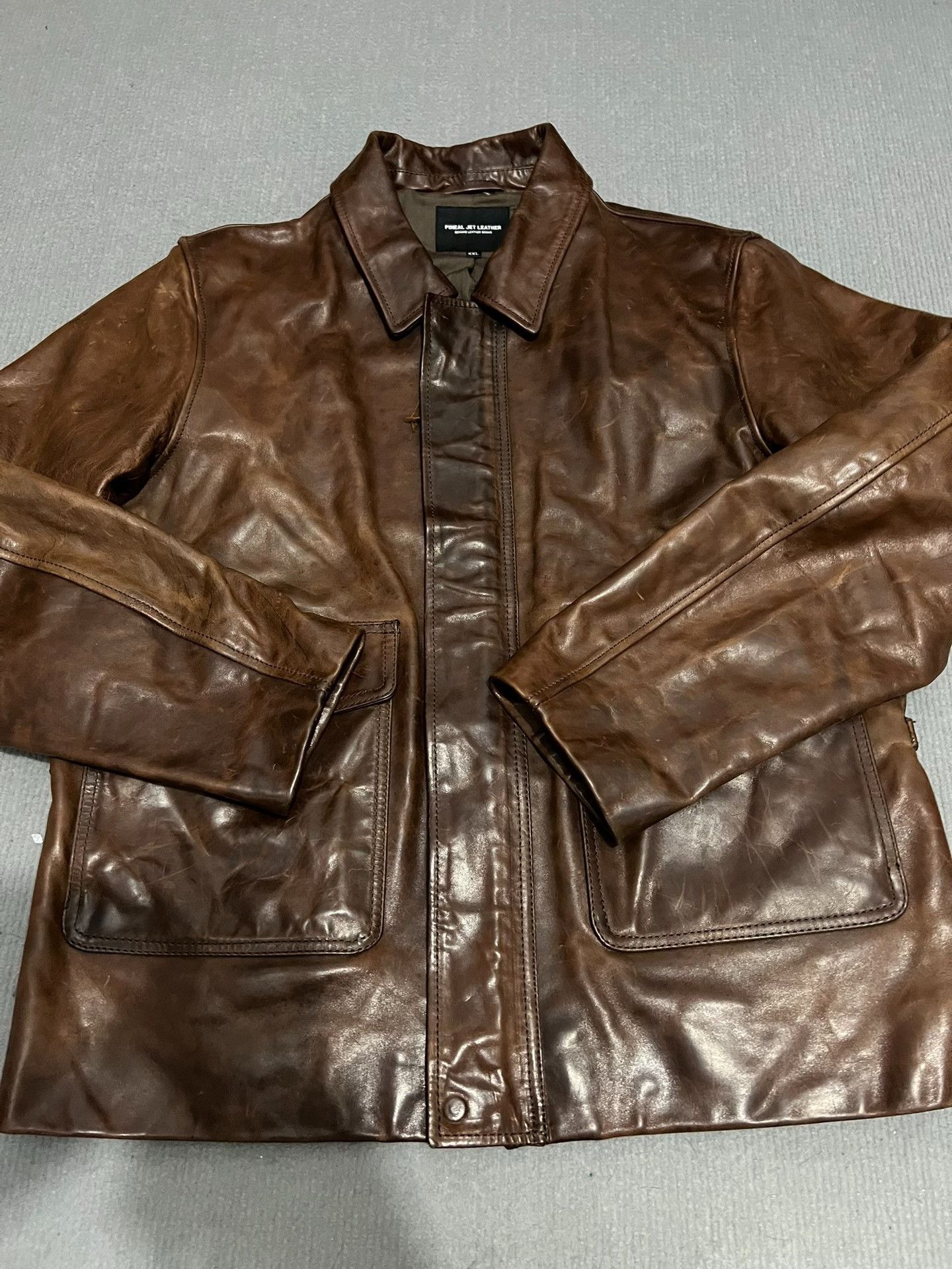 RRL Ralph Lauren Vintage Oil Wax Horse Leather Jacket Size US L / EU 52-54 / 3 - 7 Thumbnail